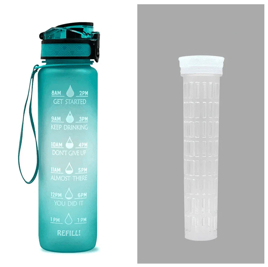 1L Tritan Water Bottle With Time Marker Bounce Cover Motivational Water Bottle Cycling Leakproof Cup For Sports Fitness Bottles - Anam Online