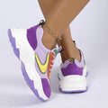 Mixed-Colour Lace-up Sneakers For Women Fashion Casual Lightweight Thick Bottom Running Sports Shoes - Anam Online