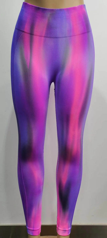 New Tie Dye Aurora Print Sports Pants Seamless High Waisted Fitness Yoga Pants For Women Gym Running Sweatpants Trousers - Anam Online
