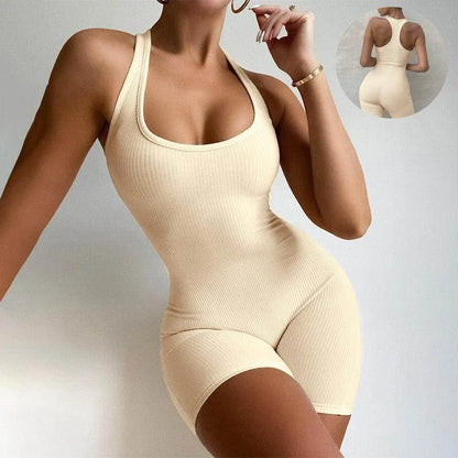 Backless Sleeveless Jumpsuit – Elegant Solid Colour Style - Anam Online