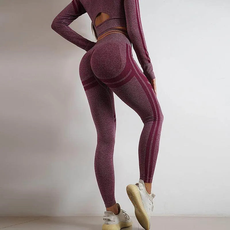 Seamless Yoga Pants Sports Gym Fitness Leggings Or Long Sleeve Tops Outfits Butt Lifting Slim Workout Sportswear Clothing - Anam Online