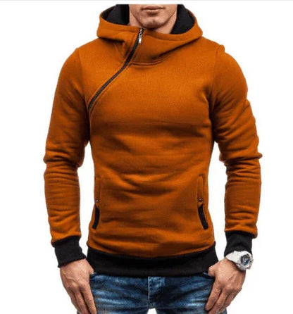 Brand Hoodie Oblique Zipper Solid Colour Hoodies Men Fashion Tracksuit Male Sweatshirt Hoody Mens - Anam Online