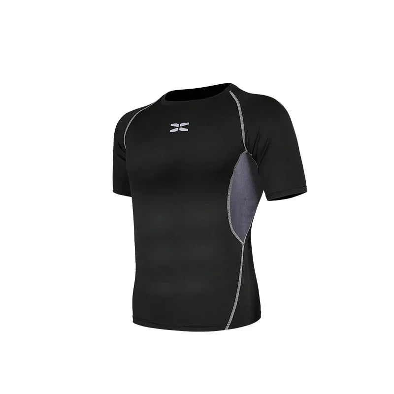 Black athletic shirt with gray accents on a white background
