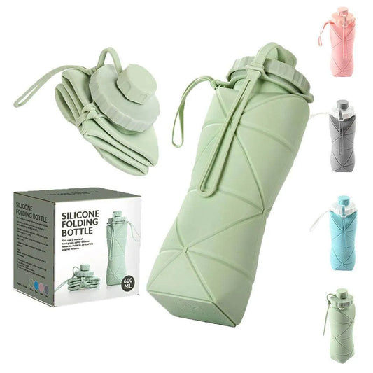 600ml Folding Silicone Water Bottle Sports Water Bottle Outdoor Travel Portable Water Cup Running Riding Camping Hiking Kettle - Anam Online