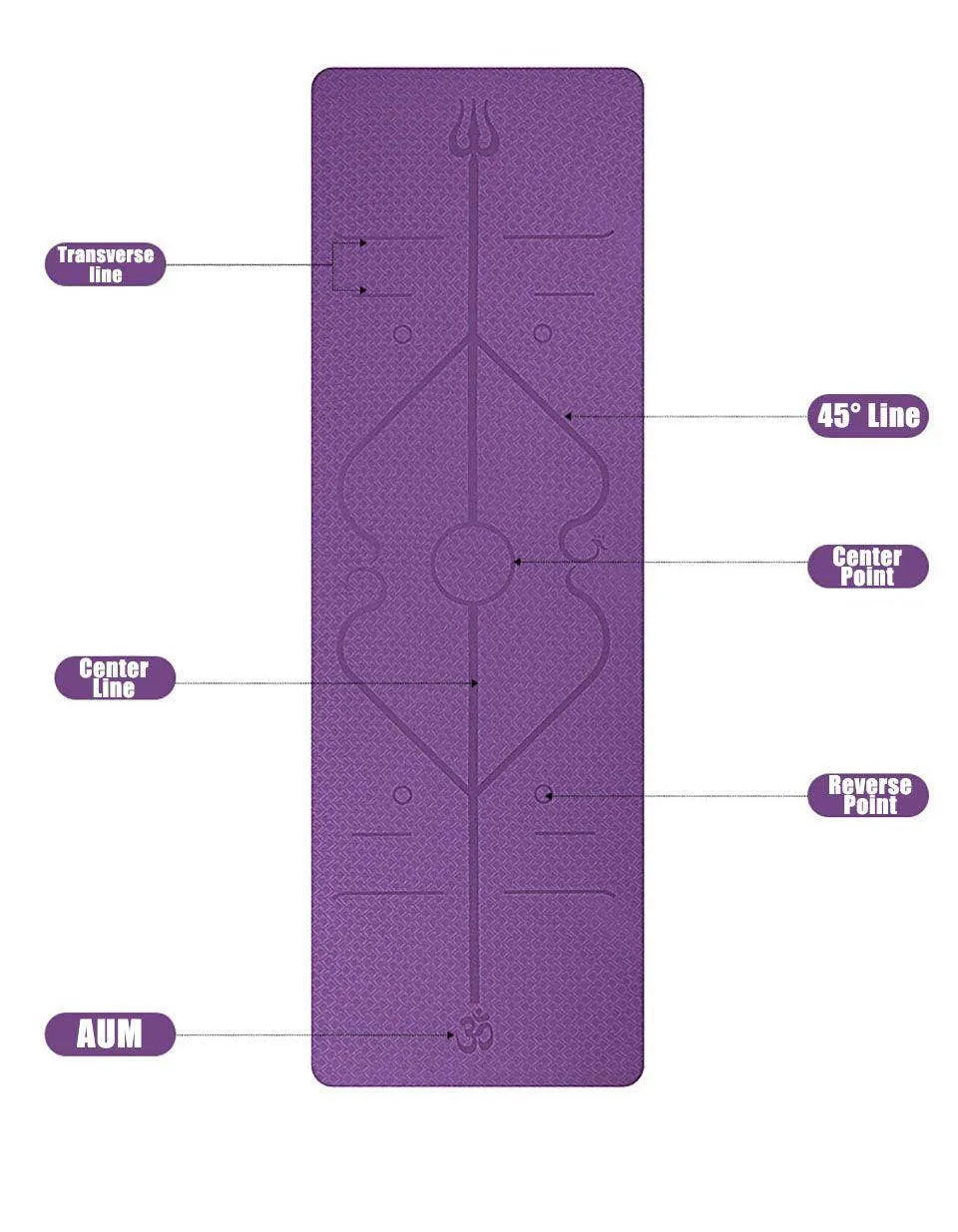 Non Slip TPE Yoga Mat Position Line Beginner - Anam Online