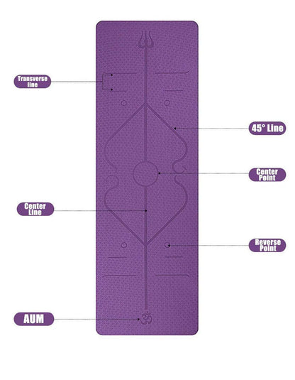 Non Slip TPE Yoga Mat Position Line Beginner - Anam Online
