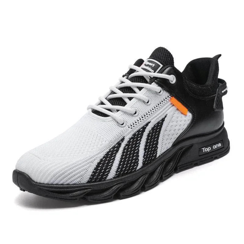 Men's Mesh Shoes Fashion Fly Knit Colour-block Lace-up Sneakers Casual Lightweight Breathable Sports Shoes - Anam Online