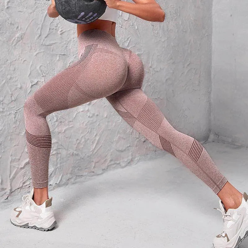 High Waist Seamless Yoga Pants Women's Solid Color Dot Striped Print Butt Lifting Leggings Fitness Running Sport Gym Legging Outfits - Anam Online