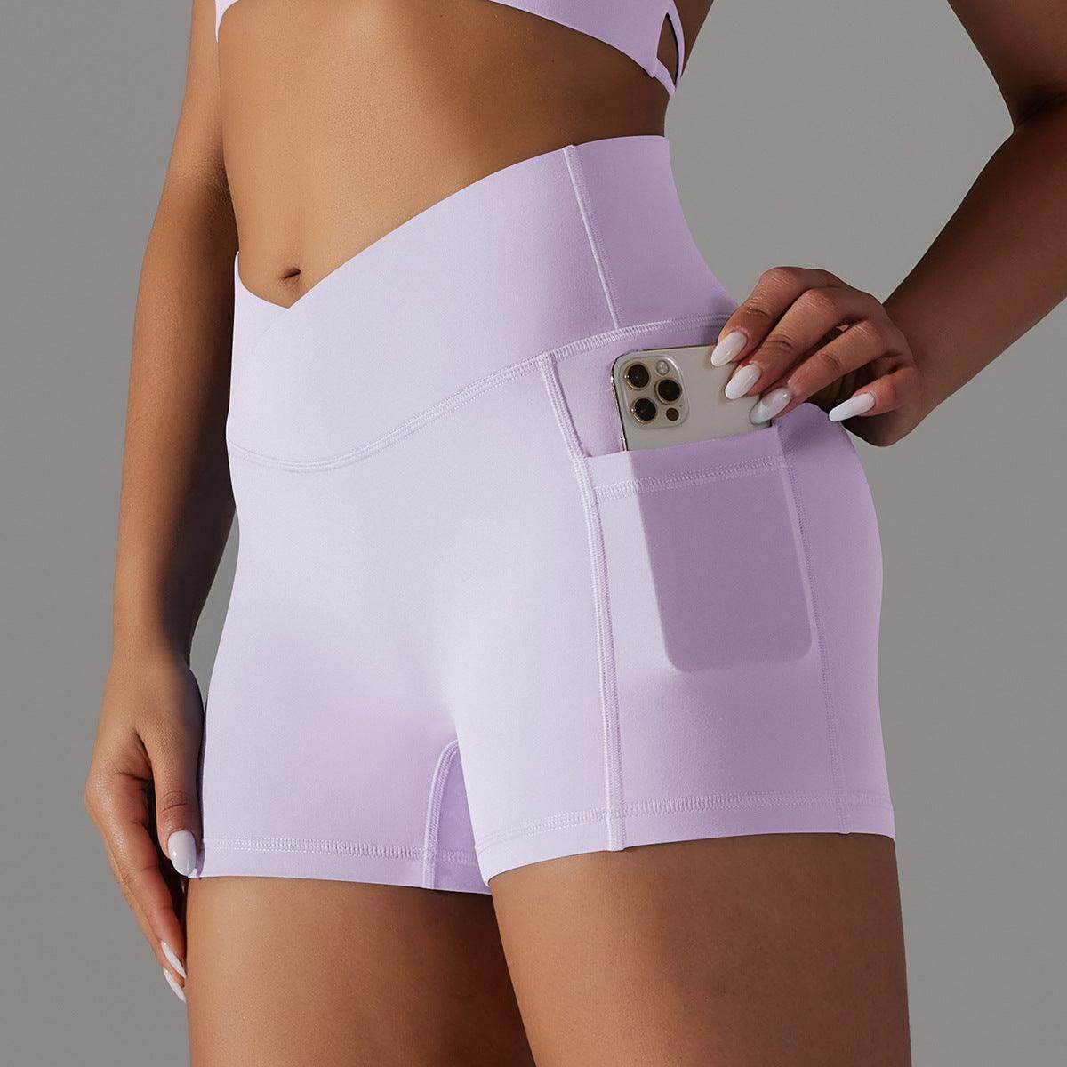Yoga Shorts With Phone Pocket Design Fitness Sports Pants For Women Clothing - Anam Online
