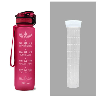 1L Tritan Water Bottle With Time Marker Bounce Cover Motivational Water Bottle Cycling Leakproof Cup For Sports Fitness Bottles - Anam Online