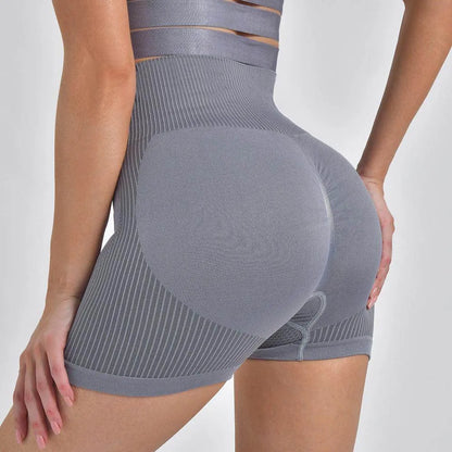 Striped Yoga Shorts High Waist Hip-lifting Tight Pants For Women Running Fitness Sports Leggings - Anam Online