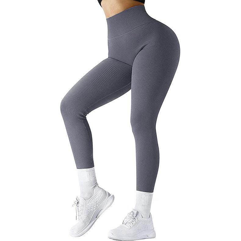 High Waist Seamless Leggings Threaded Knitted Fitness Pants Solid Women's Slimming Sports Yoga Pants Elastic Running Sport Leggings - Anam Online