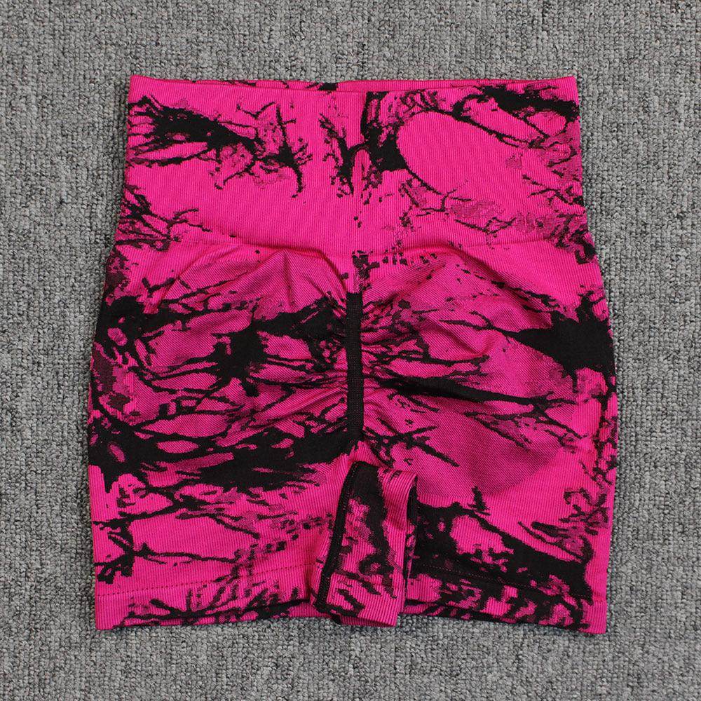 Tie-dye Printed Yoga Pants Summer Quick-drying Fitness Shorts Sexy High-waisted Hip-lifting Leggings Women Pants - Anam Online