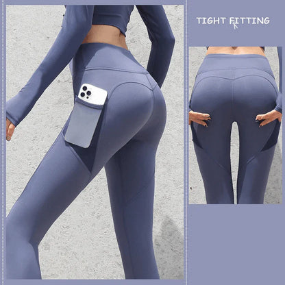 Gym Sport Seamless Leggings With Pockets Push Up High Waist Pants Women Fitness Running Yoga Pants Gym Sport Seamless Leggings - Anam Online