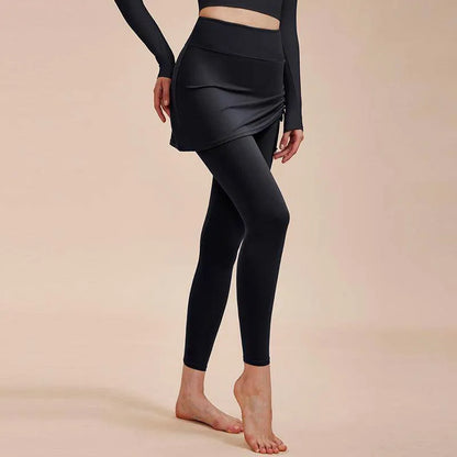 Short Skirt Design Yoga Pants Fake Two-piece Anti-exposure Butt-covering Seamless High-waisted Leggings For Dance Sports Fitness Pants - Anam Online