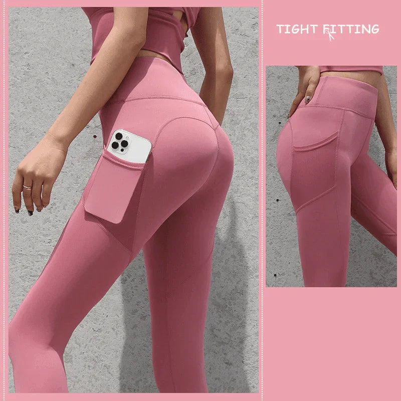 Gym Sport Seamless Leggings With Pockets Push Up High Waist Pants Women Fitness Running Yoga Pants Gym Sport Seamless Leggings - Anam Online