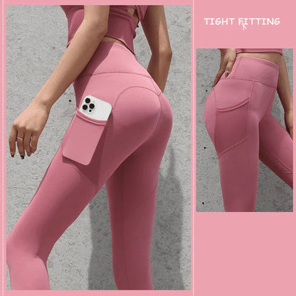 Gym Sport Seamless Leggings With Pockets Push Up High Waist Pants Women Fitness Running Yoga Pants Gym Sport Seamless Leggings - Anam Online