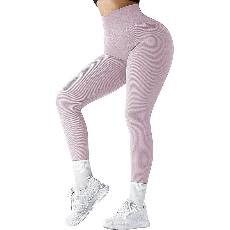 High Waist Seamless Leggings Threaded Knitted Fitness Pants Solid Women's Slimming Sports Yoga Pants Elastic Running Sport Leggings - Anam Online