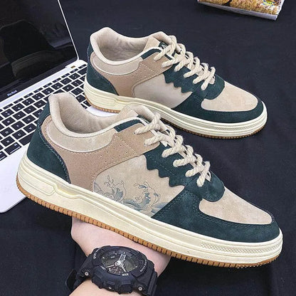 Lace-up Casual Shoes Men Soft Thick Sole Fashion Comfortable Breathable Flats Sneakers Student Platform Outdoor Walking Shoes - Anam Online