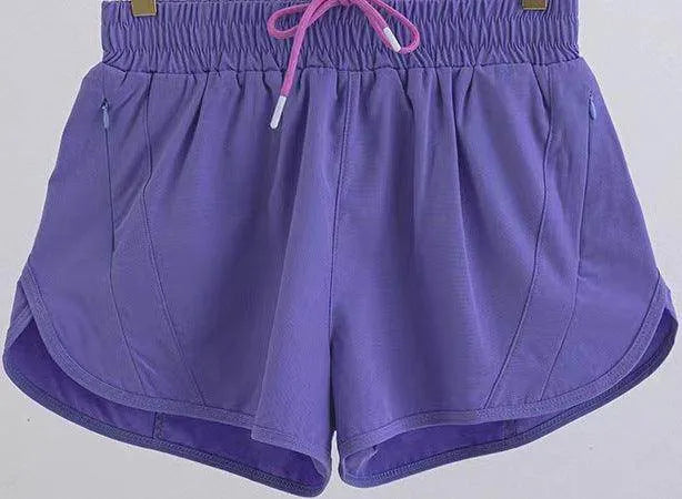 Summer Sports Shorts With Zipper Pockets Breathable Loose Anti-exposure Outdoor Running Fitness Pants For Women - Anam Online