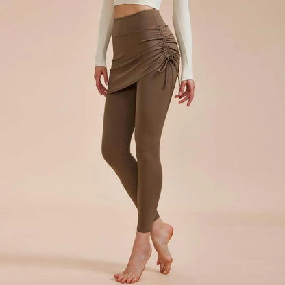 Short Skirt Design Yoga Pants Fake Two-piece Anti-exposure Butt-covering Seamless High-waisted Leggings For Dance Sports Fitness Pants - Anam Online