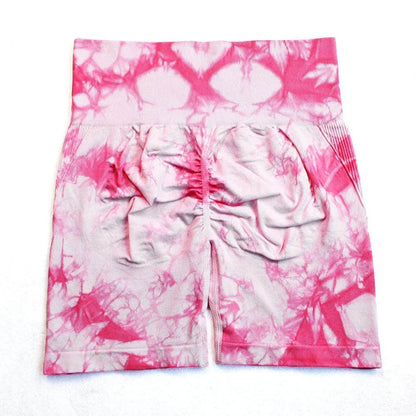 Tie-dye Printed Yoga Pants Summer Quick-drying Fitness Shorts Sexy High-waisted Hip-lifting Leggings Women Pants - Anam Online