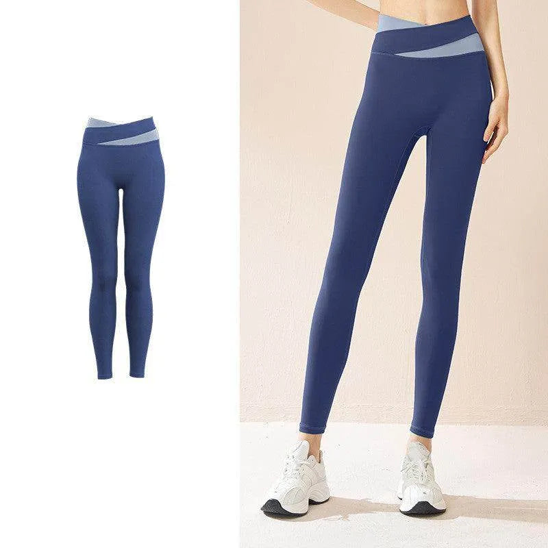 Spliced High Waist Yoga Pants Butt Lift Seamless Leggings Quick-drying Running Sports Fitness Pant For Women Clothing - Anam Online