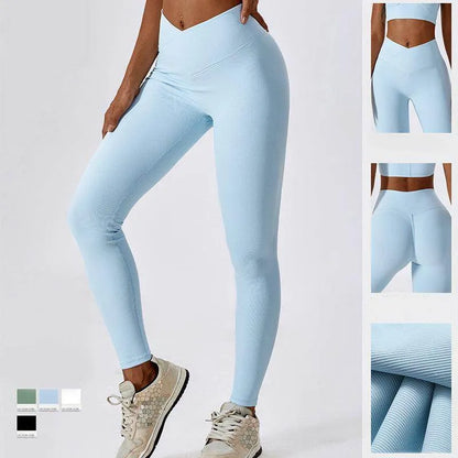 Cross High Waist Tight Thread Hip Raise Yoga Pants - Anam Online