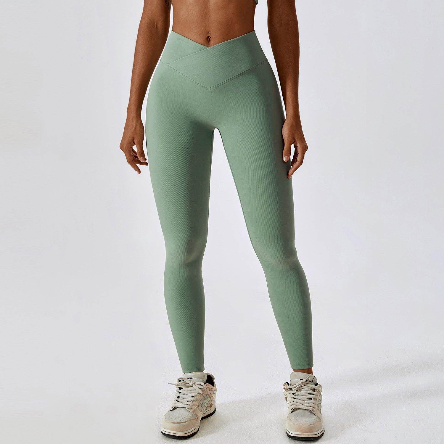 Cross High Waist Tight Thread Hip Raise Yoga Pants - Anam Online