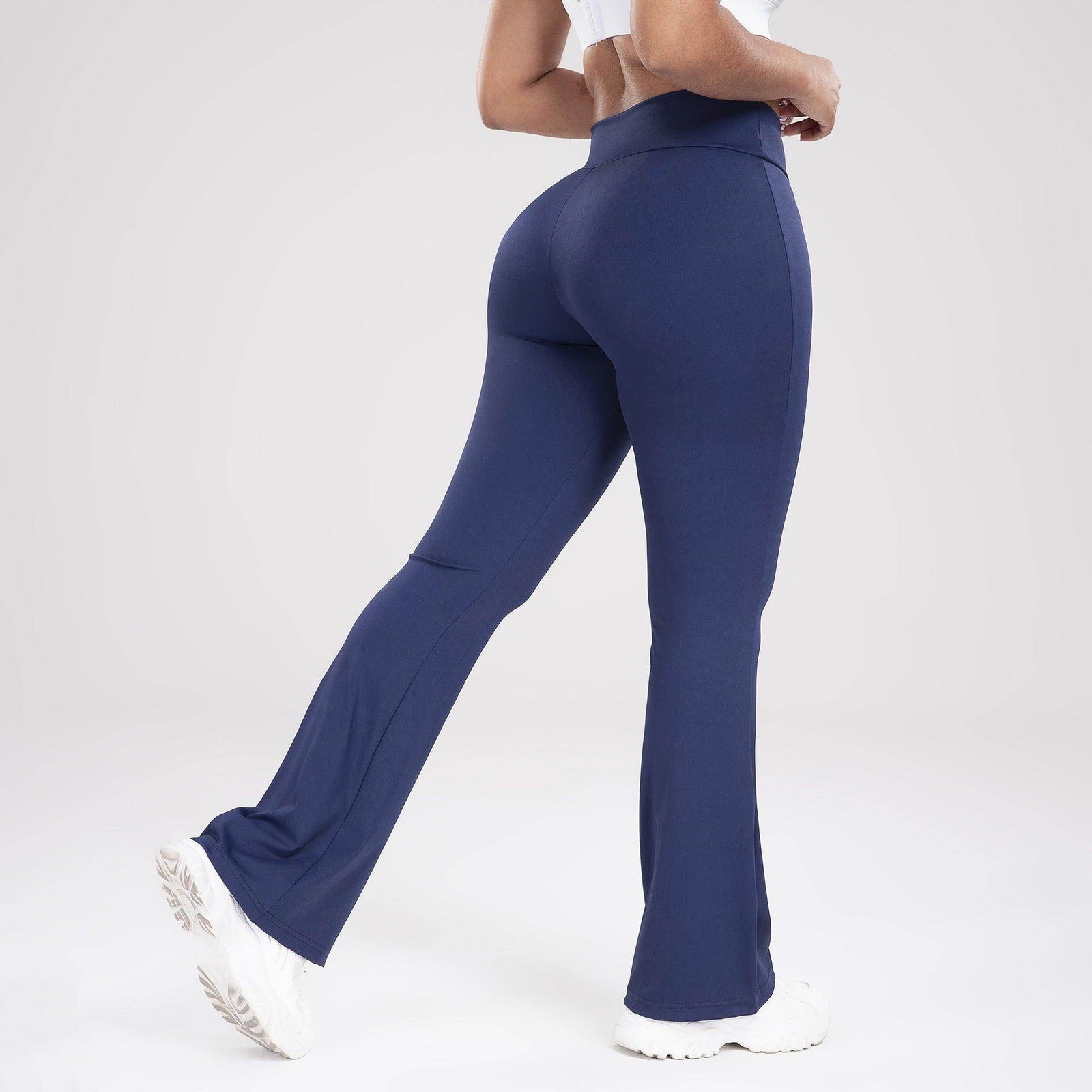 Cross Waist Side Pocket Leisure Sports Bell-bottom Pants Slim Fit Yoga Pants Women - Anam Online