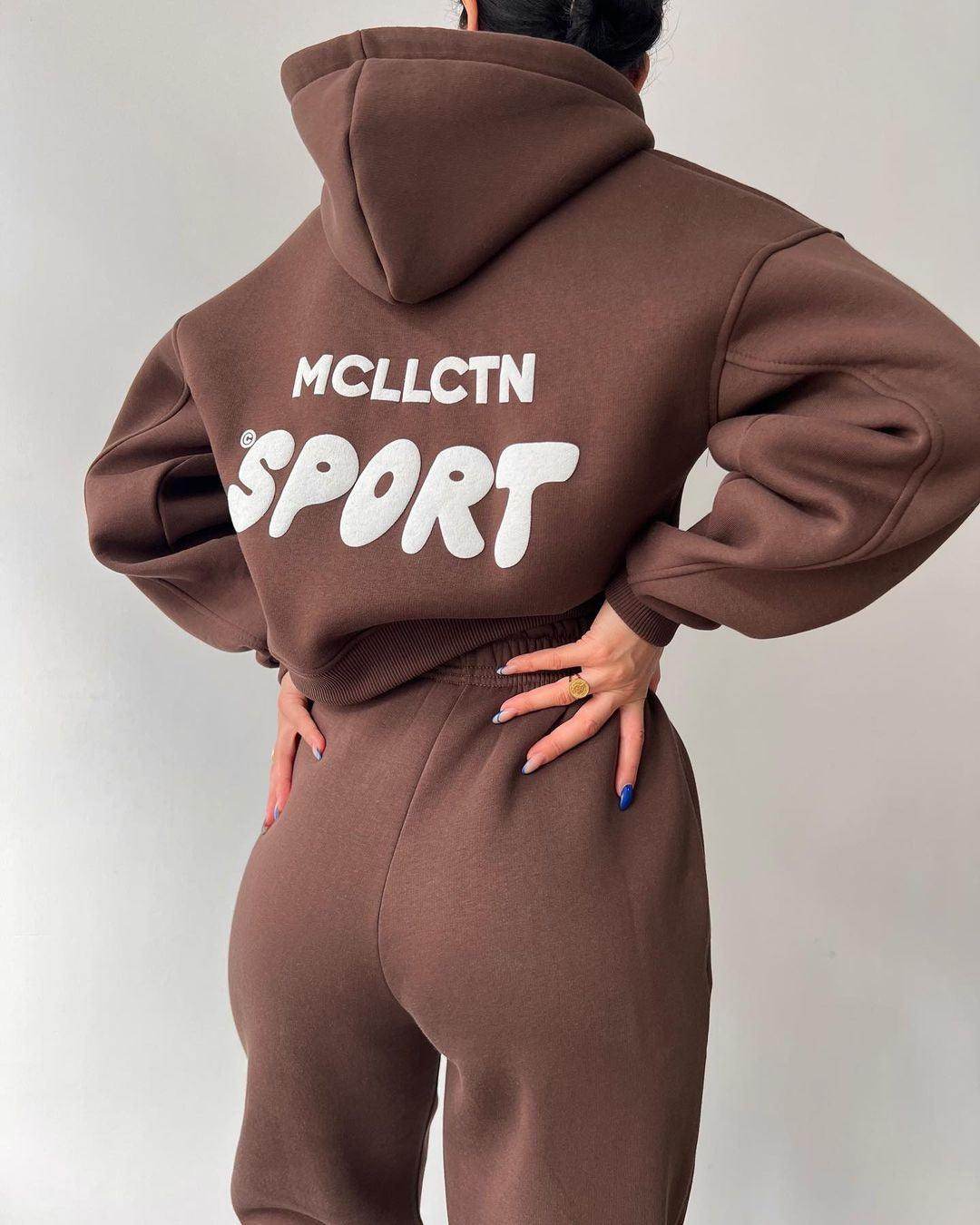 Long Sleeve Hooded Printed Sweater Trousers Suit - Anam Online