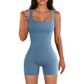 Women's Tight Ribbed Shorts Short Sleeve Yoga Jumpsuit - Anam Online