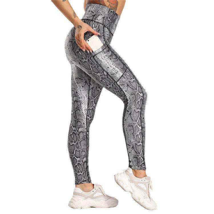 Pocket Printed Hip Raise Yoga Pants - Anam Online