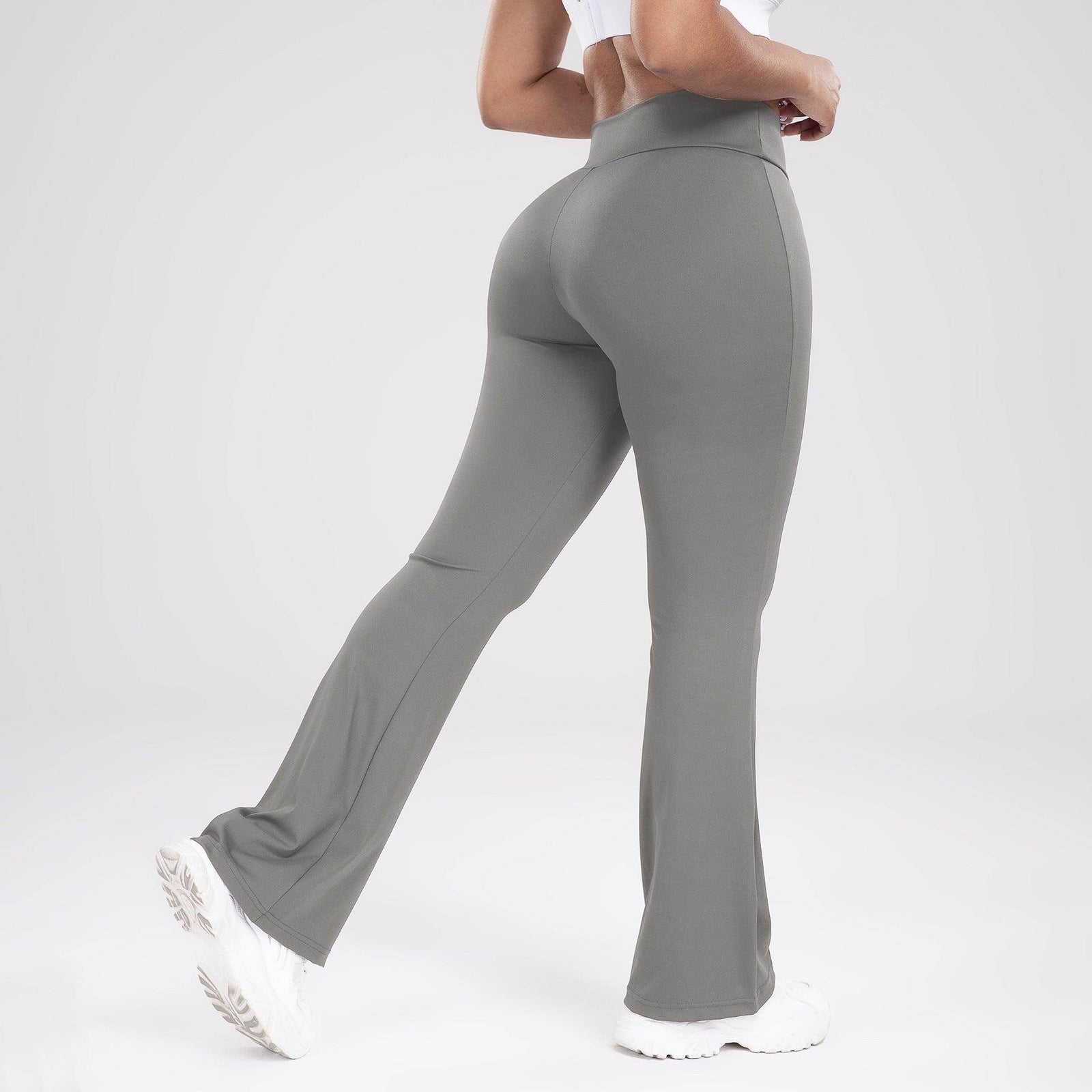 Cross Waist Side Pocket Leisure Sports Bell-bottom Pants Slim Fit Yoga Pants Women - Anam Online
