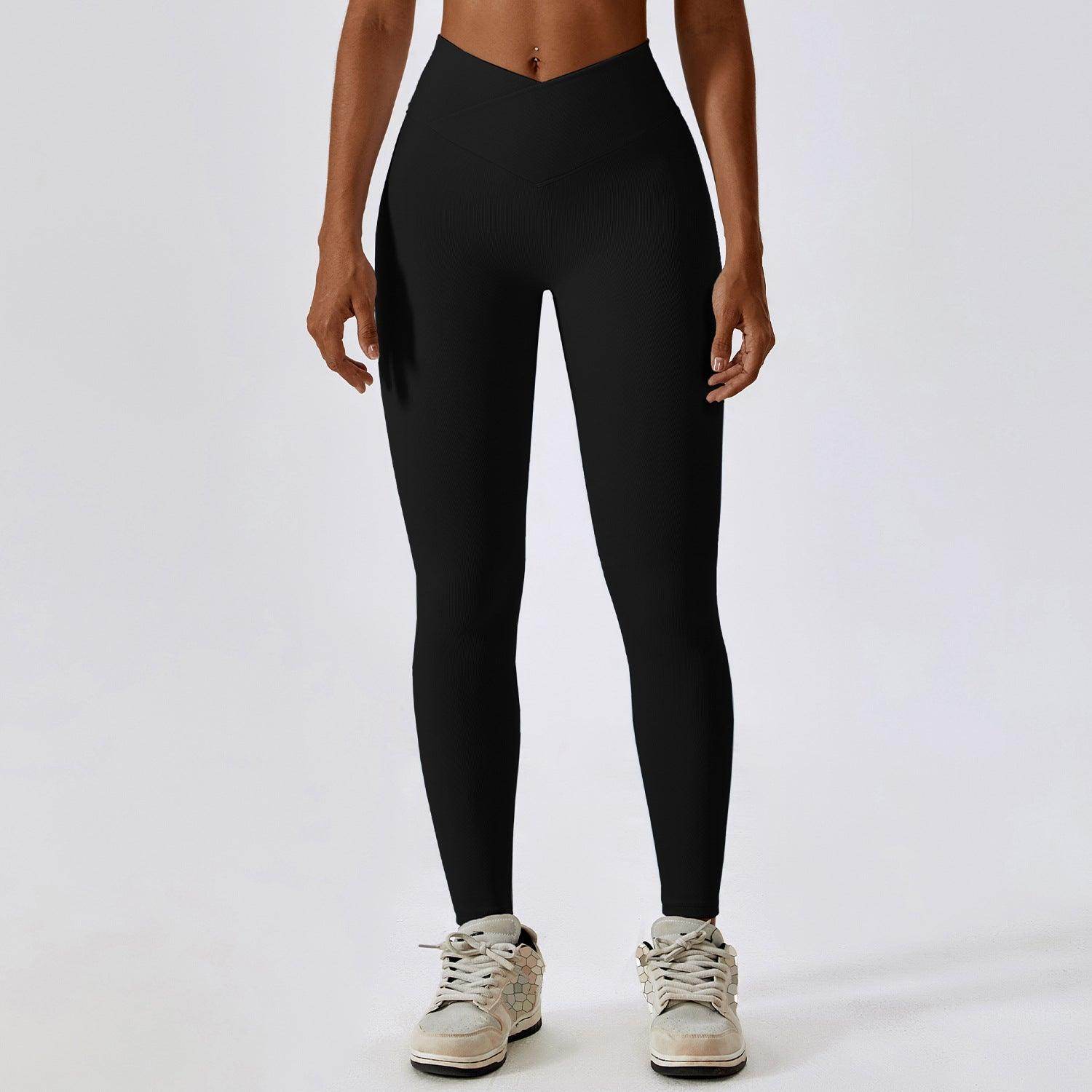 Cross High Waist Tight Thread Hip Raise Yoga Pants - Anam Online