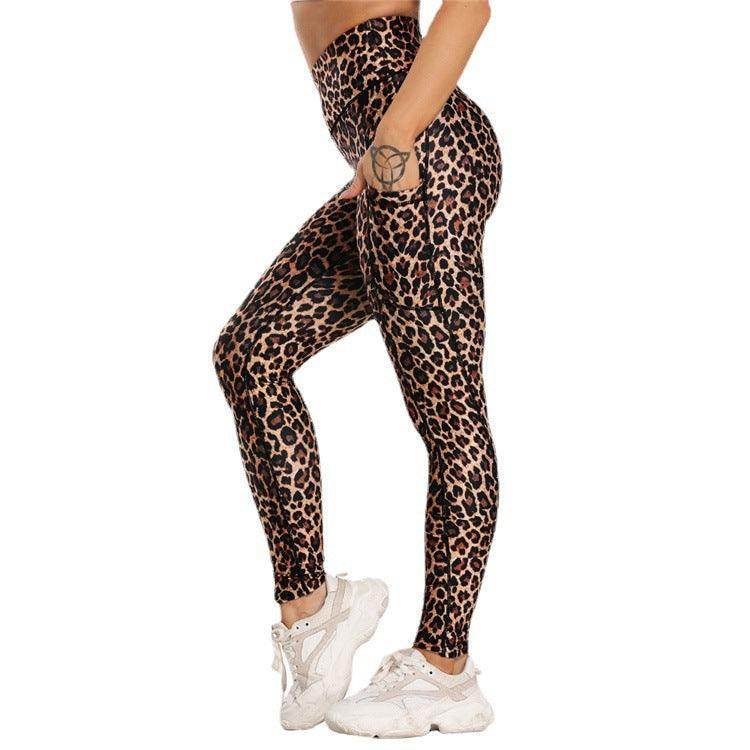 Pocket Printed Hip Raise Yoga Pants - Anam Online