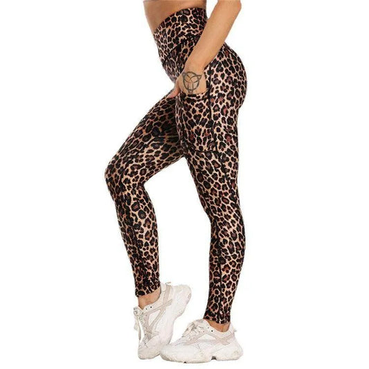 Pocket Printed Hip Raise Yoga Pants - Anam Online
