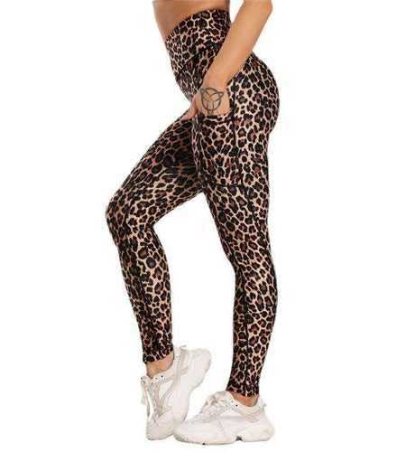 Pocket Printed Hip Raise Yoga Pants - Anam Online