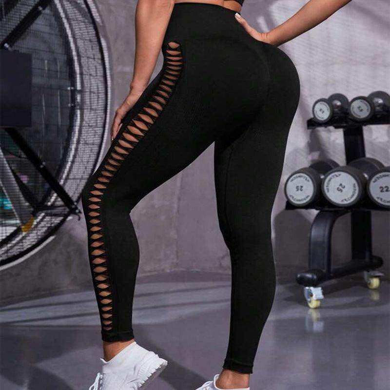 Hollow Tie Dye Printed Yoga Pants High Waist Butt Lift Seamless Sports Gym Fitness Leggings Slim Pants For Women Tight Trousers - Anam Online