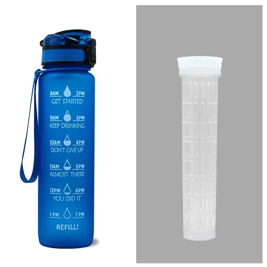 1L Tritan Water Bottle With Time Marker Bounce Cover Motivational Water Bottle Cycling Leakproof Cup For Sports Fitness Bottles - Anam Online
