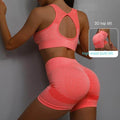 2pcs Sports Fitness Yoga Suit Breathable Hip-lifting Shorts And Hollow Out Back Bra Women Clothing - Anam Online