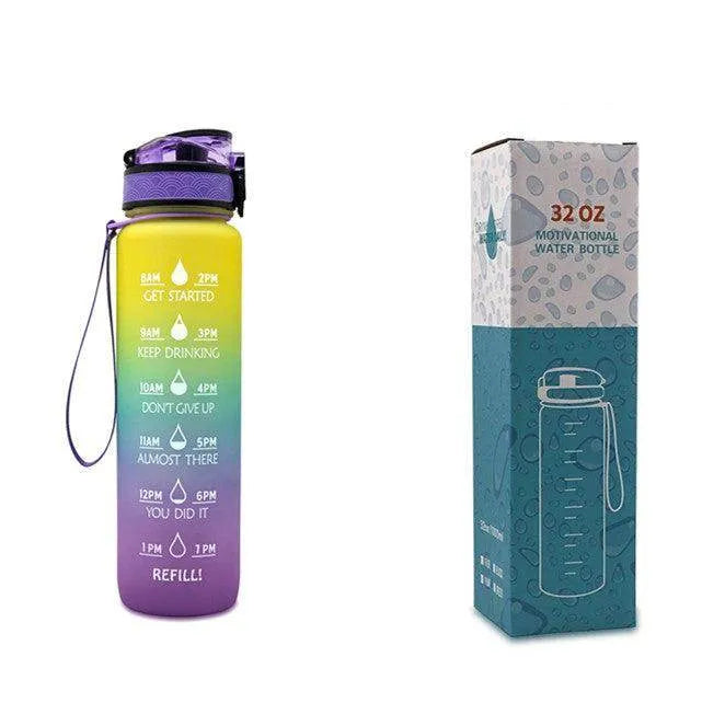 1L Tritan Water Bottle With Time Marker Bounce Cover Motivational Water Bottle Cycling Leakproof Cup For Sports Fitness Bottles - Anam Online