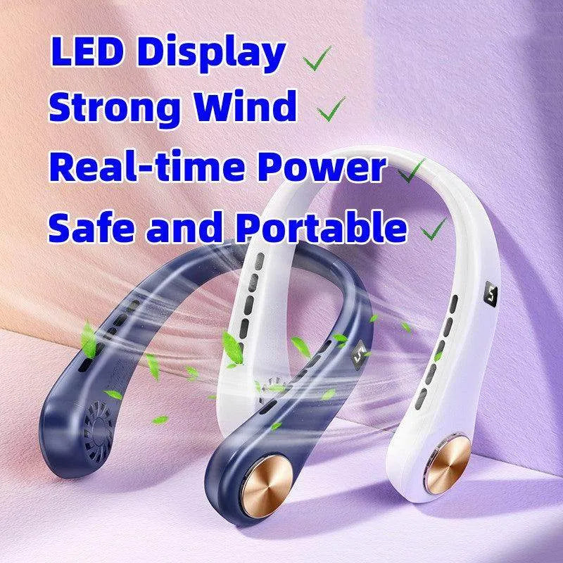 New Mini Neck Fan Portable Bladeless Hanging Neck Rechargeable Air Cooler Mini Summer Sports Fans - Anam Online
