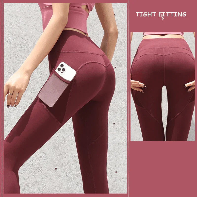 Gym Sport Seamless Leggings With Pockets Push Up High Waist Pants Women Fitness Running Yoga Pants Gym Sport Seamless Leggings - Anam Online