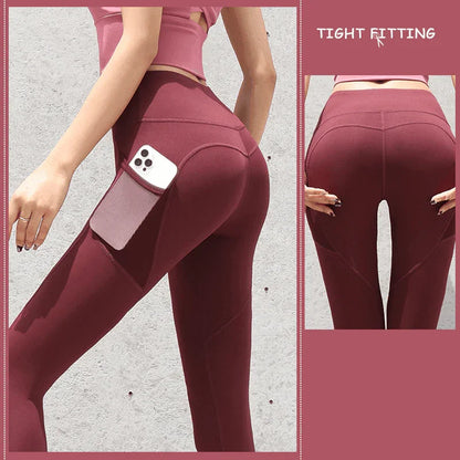 Gym Sport Seamless Leggings With Pockets Push Up High Waist Pants Women Fitness Running Yoga Pants Gym Sport Seamless Leggings - Anam Online