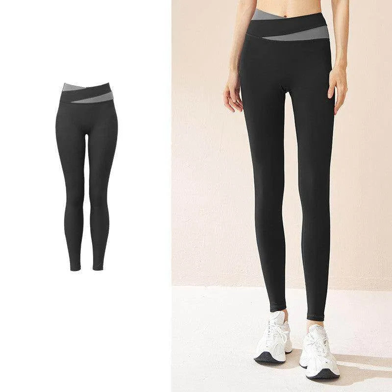 Spliced High Waist Yoga Pants Butt Lift Seamless Leggings Quick-drying Running Sports Fitness Pant For Women Clothing - Anam Online