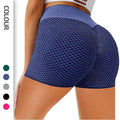 Honeycomb Design Yoga Pants Solid Colour Hip-lifting Fitness Sports Shorts For Women - Anam Online