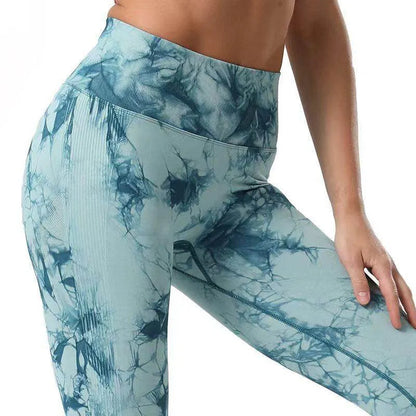 Fashion Tie Dye Printed Leggings High Waist Hip Lifting Tight Fitness Sports Yoga Pants For Women - Anam Online
