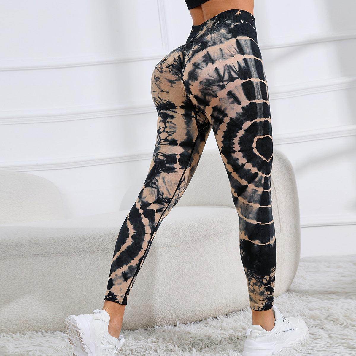 New Tie Dye Printed Yoga Pants Women Seamless High Waist Hip Lifting Fitness Running Sports Leggings - Anam Online