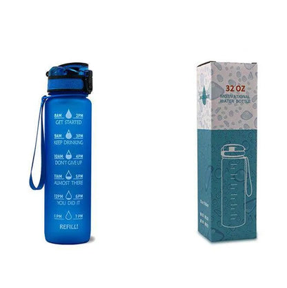 1L Tritan Water Bottle With Time Marker Bounce Cover Motivational Water Bottle Cycling Leakproof Cup For Sports Fitness Bottles - Anam Online